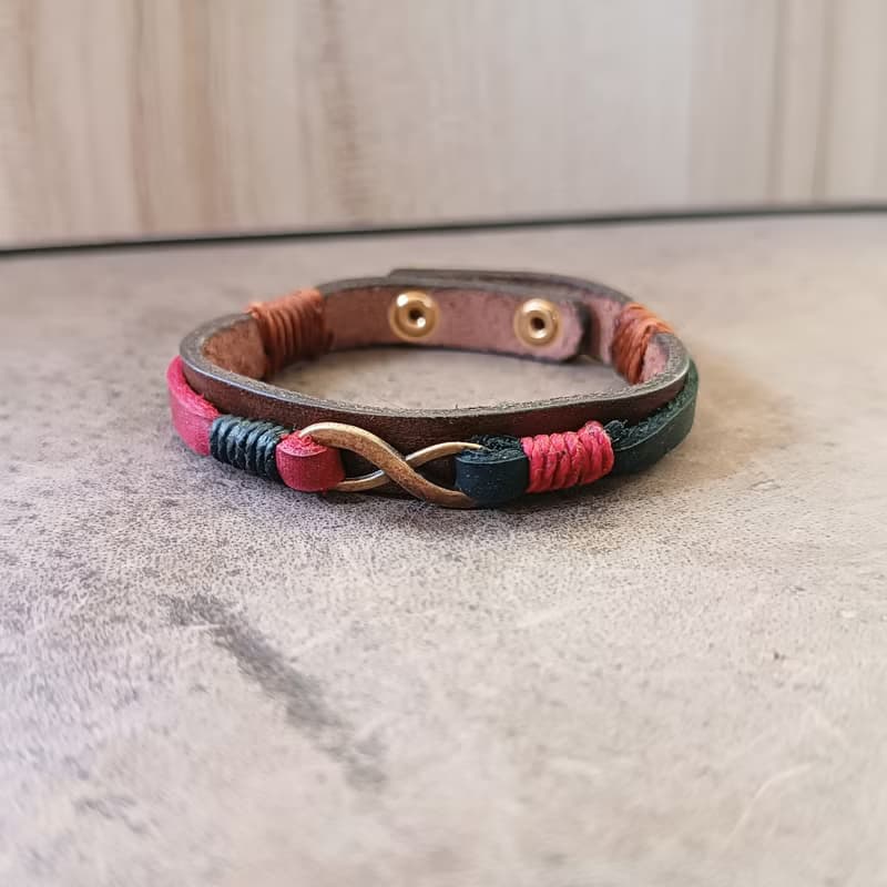 Unisex Minimalist Infinity Leather Bracelet, Anniversary Gift