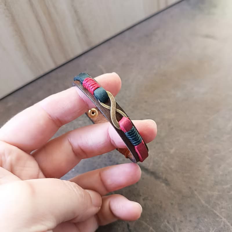 Unisex Minimalist Infinity Leather Bracelet, Anniversary Gift