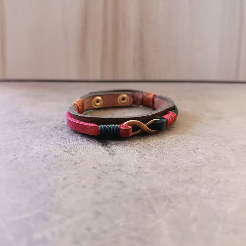 Unisex Minimalist Infinity Leather Bracelet, Anniversary Gift