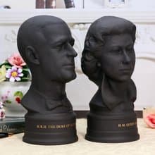 限量絕版 英國製Wedgwood 1972女王公爵銀婚玄武岩陶瓷雕像一對