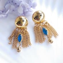 Vintage Jewelry 西洋古董飾品 金色調 復古流蘇 針式耳環