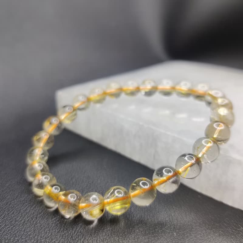 金鈦晶 Golden Rutilated Quartz 7mm 巴西 手串 手鍊 天然水晶