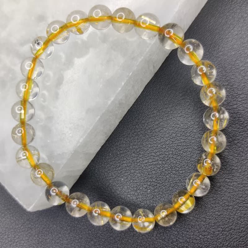金鈦晶 Golden Rutilated Quartz 7mm 巴西 手串 手鍊 天然水晶