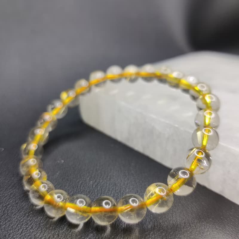 金鈦晶 Golden Rutilated Quartz 7mm 巴西 手串 手鍊 天然水晶