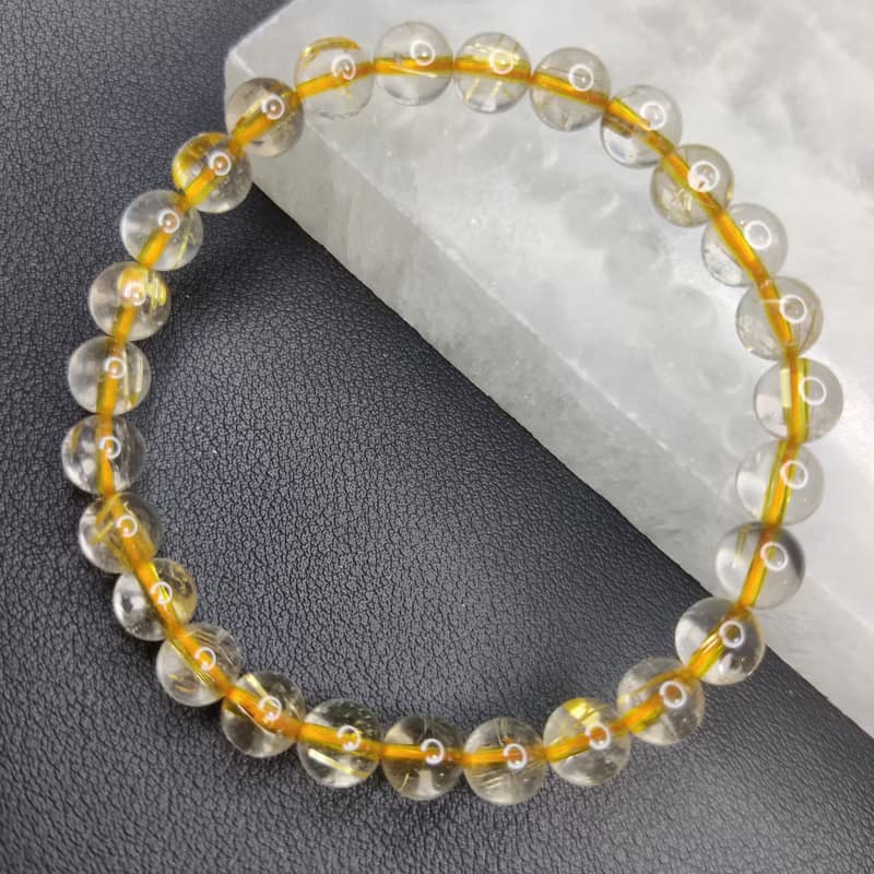 金鈦晶 Golden Rutilated Quartz 7mm 巴西 手串 手鍊 天然水晶