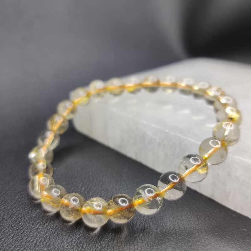金鈦晶 Golden Rutilated Quartz 7mm 巴西 手串 手鍊 天然水晶