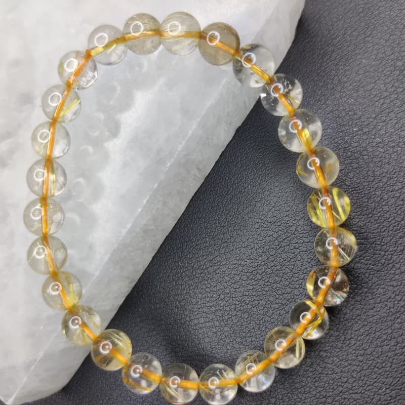 金鈦晶 Golden Rutilated Quartz 7mm 巴西 手串 手鍊 天然水晶