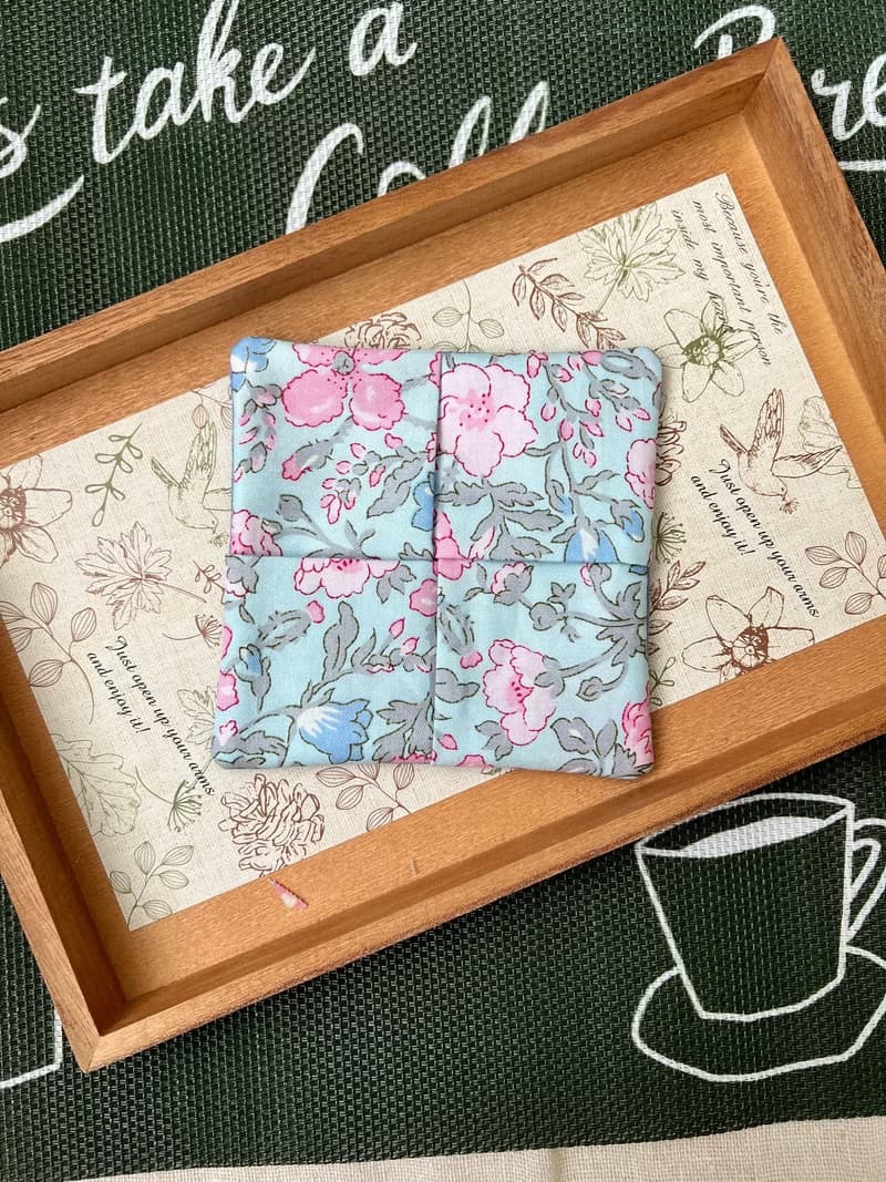 向藍之花杯墊 花園系列 手工布杯墊