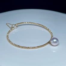 星舞流光爆閃珠日本Akoya海水珍珠天然珍珠珍珠18K金手鍊珍珠手鐲