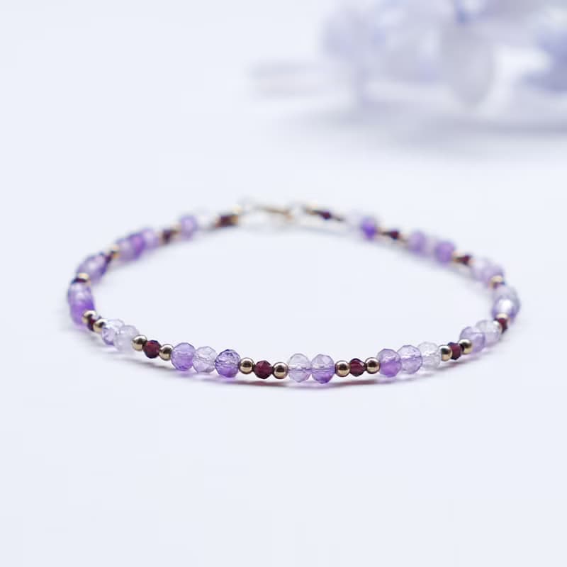 紫水晶 美國14KGF 極細天然石手鍊 I招貴人 I開智