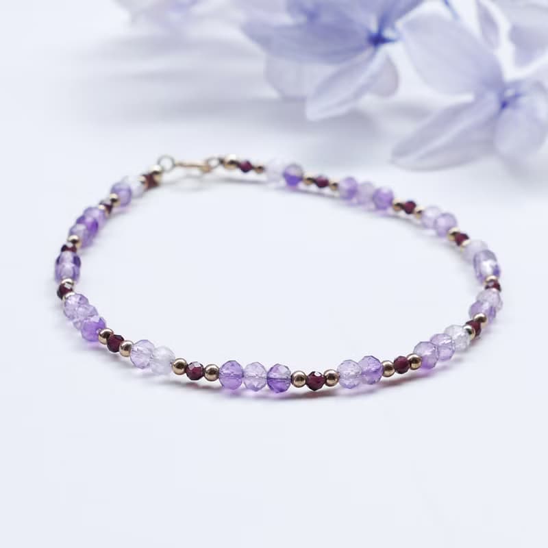 紫水晶 美國14KGF 極細天然石手鍊 I招貴人 I開智