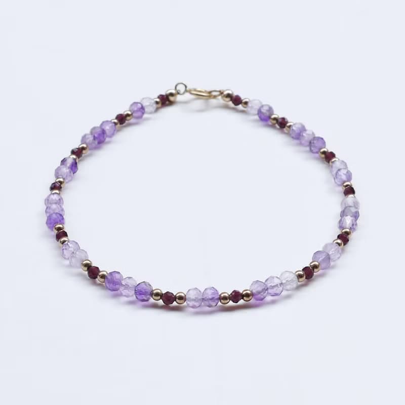 紫水晶 美國14KGF 極細天然石手鍊 I招貴人 I開智