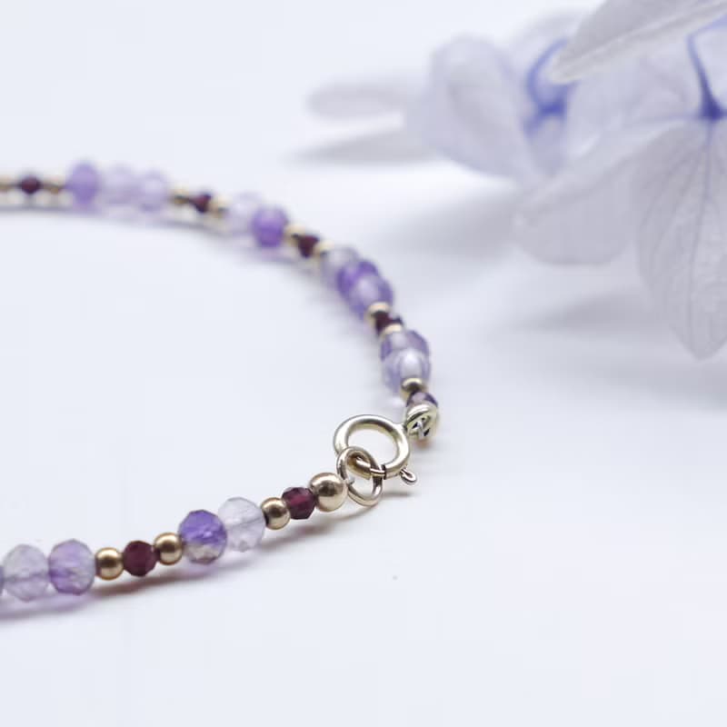 紫水晶 美國14KGF 極細天然石手鍊 I招貴人 I開智