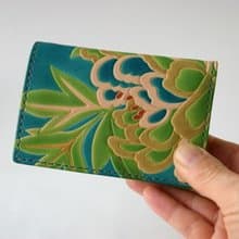 左利き用　手染め手縫い革財布　Mini Coin 牡丹青