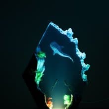 深海豆腐鯊、樹酯實木夜燈、辦公室桌面擺件、居家藝術雕塑、精品