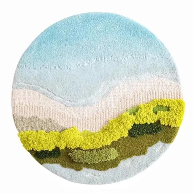 北歐風 手作 羊毛地毯 瑪律地夫海浪 客廳臥室床邊墊 家居裝飾