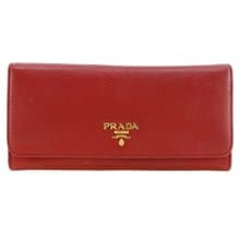 【日本直送】プラダ PRADA ヴィッテロダイノ 長財布 1MH132 レザー 赤 レディース【中古】
