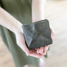 切落し2つ折りレザー財布 / ヴィンテージ・グレー