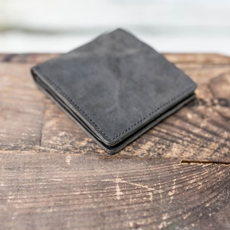 切落し2つ折りレザー財布 / ヴィンテージ・グレー