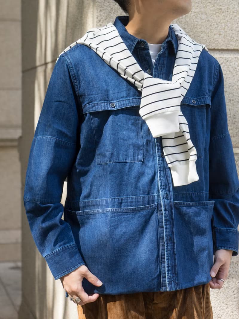 DENIM SHIRTS 日系洗水牛仔襯衫 復古indigo 休閒多口袋設計