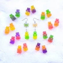 蝴蝶結小熊軟糖耳環/耳夾 多色 抗過敏醫療鋼