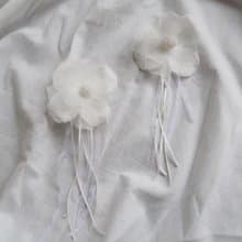 經典小繁花耳環 (流蘇款) -白色針式
