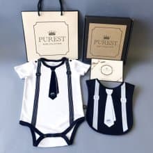 PUREST 小紳士 領帶 短袖 寶寶彌月禮盒組 嬰兒 新生兒 送禮推薦