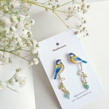 【動物們 No.063】 青背山雀  耳環/耳夾