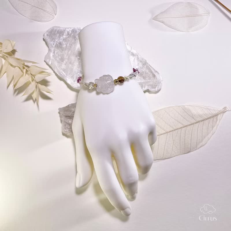 自信的軌跡 無編界系列 白水晶|咖啡鈦|金髮晶|純銀編織手鍊 M07