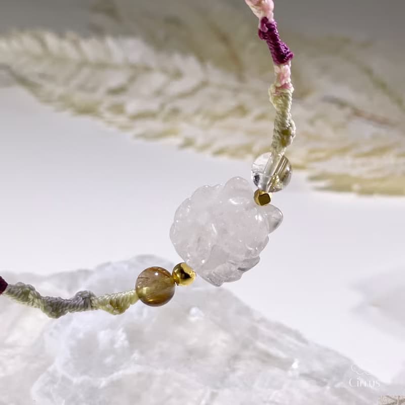 自信的軌跡 無編界系列 白水晶|咖啡鈦|金髮晶|純銀編織手鍊 M07