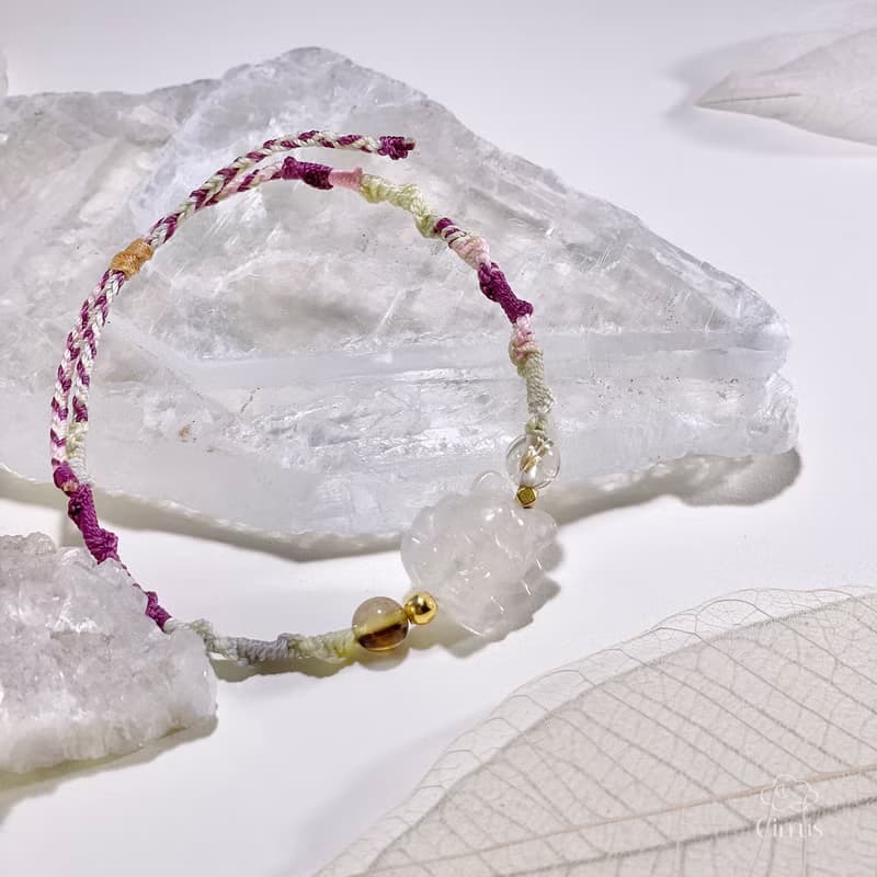 自信的軌跡 無編界系列 白水晶|咖啡鈦|金髮晶|純銀編織手鍊 M07