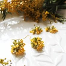 【含羞草系列】黃色含羞草耳環 金合歡 手工樹脂水晶花 耳環/耳夾