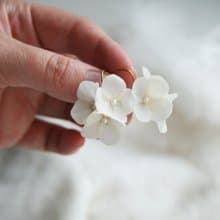 White Flower Bridal earrings Hydrangea Earrings Clip-on Floral earrings