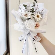 小清新白色系永生花束、生日花束、告白花束、小資禮物、送女友