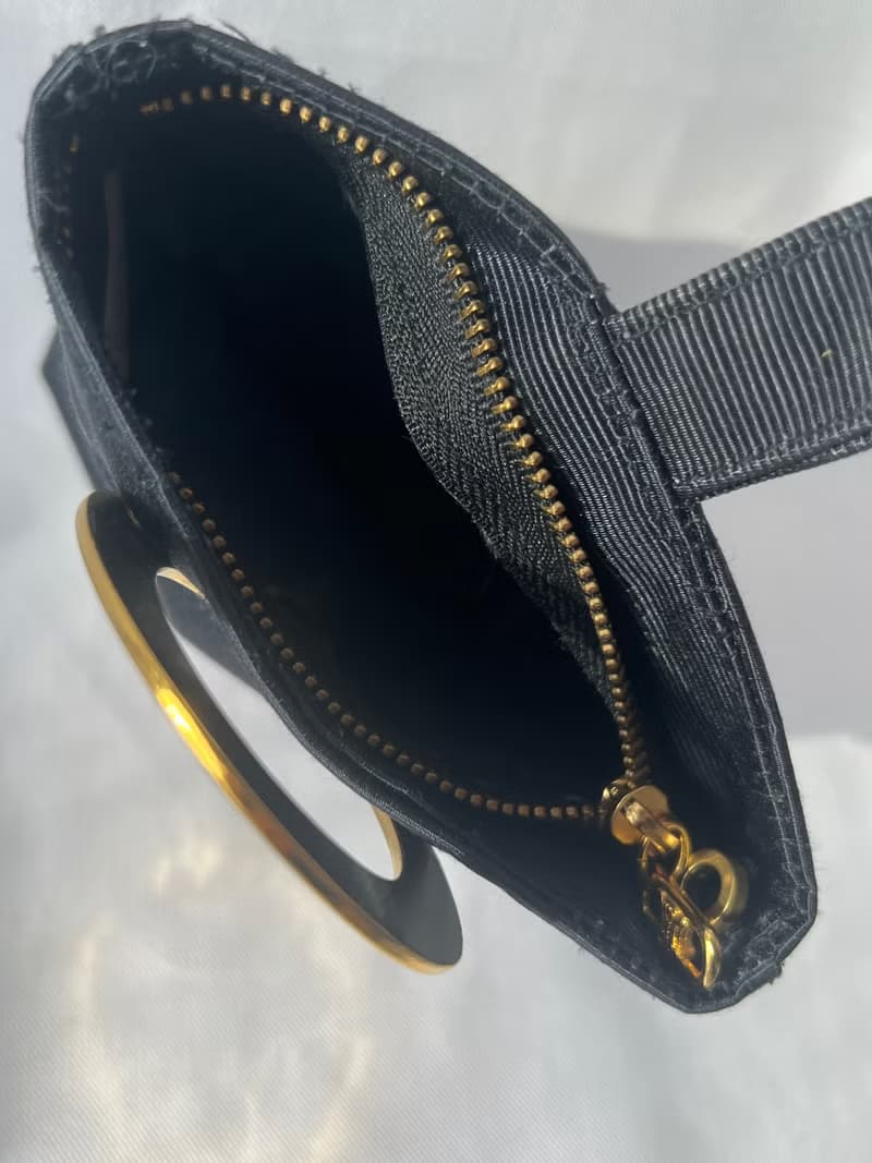 Celine中古深藍色金色環扣小手袋贈肩帶側肩斜背包未使用品原裝盒