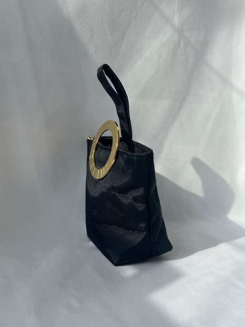 Celine中古深藍色金色環扣小手袋贈肩帶側肩斜背包未使用品原裝盒