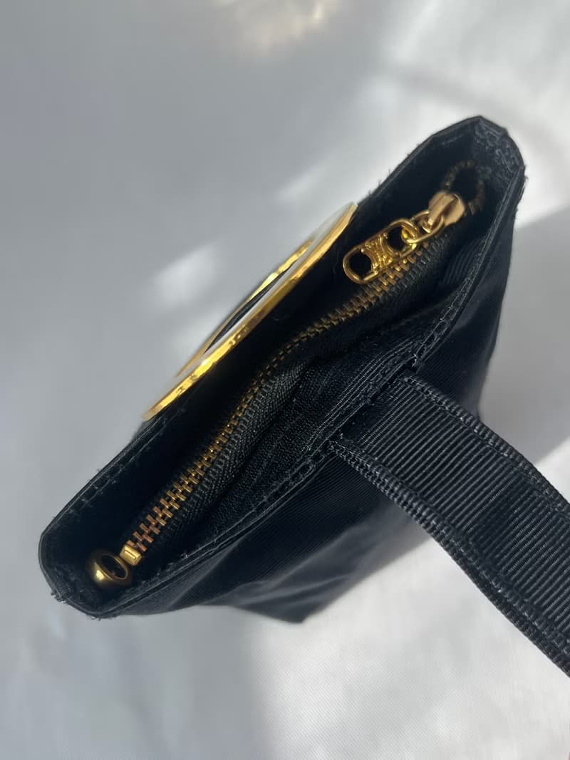 Celine中古深藍色金色環扣小手袋贈肩帶側肩斜背包未使用品原裝盒