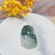 冰飄綠花翡翠古龍牌 | 天然A貨翡翠 | 送禮