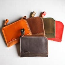 ファスナースリム財布-ソフトレザー 【革6色展開】無料で名入れ・刺繍・糸色カスタム / 薄型 / メンズに人気 / 日本製 / g-2
