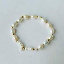 日本淡水珍珠 x 14KGF包金小豆 手鍊