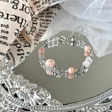 櫻花美人月光石磁吸扣水晶手鍊 - 醫療鋼/粉晶/澄月光/櫻花瑪瑙