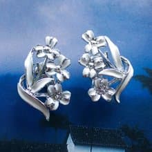 Vintage Jewelry 西洋古董飾品 對稱 白色優雅 小花朵 夾式耳環
