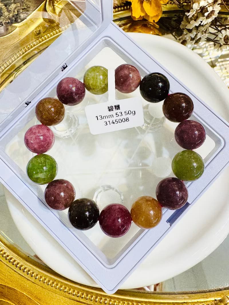 天然老礦彩碧璽13mm53.50g招財事業強磁場旺夫電氣石