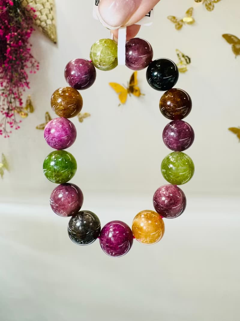 天然老礦彩碧璽13mm53.50g招財事業強磁場旺夫電氣石