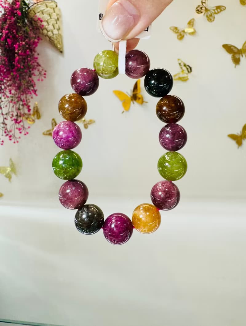 天然老礦彩碧璽13mm53.50g招財事業強磁場旺夫電氣石