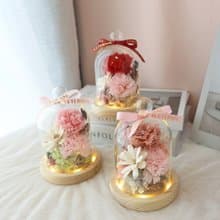 S12康乃馨罩盅 / 母親節禮物 康乃馨永生花玻璃罩盅