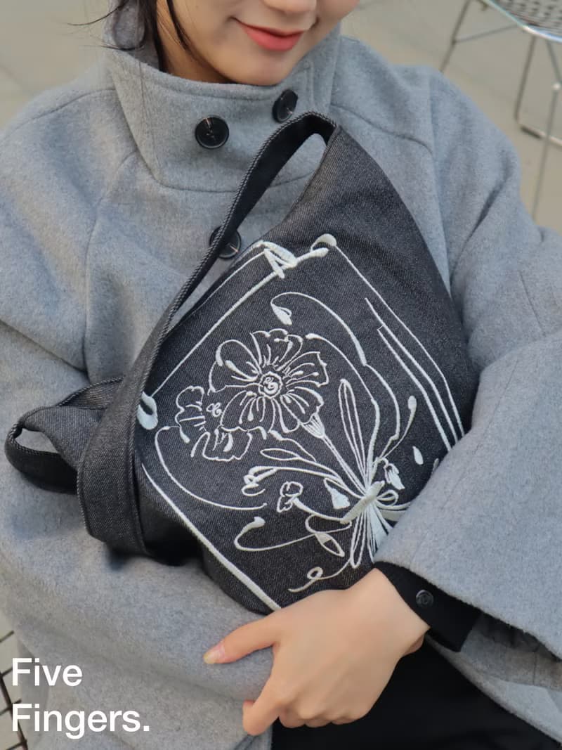 打包今天 / 花束刺繡 牛仔布袋 單肩包 水桶包 子母包