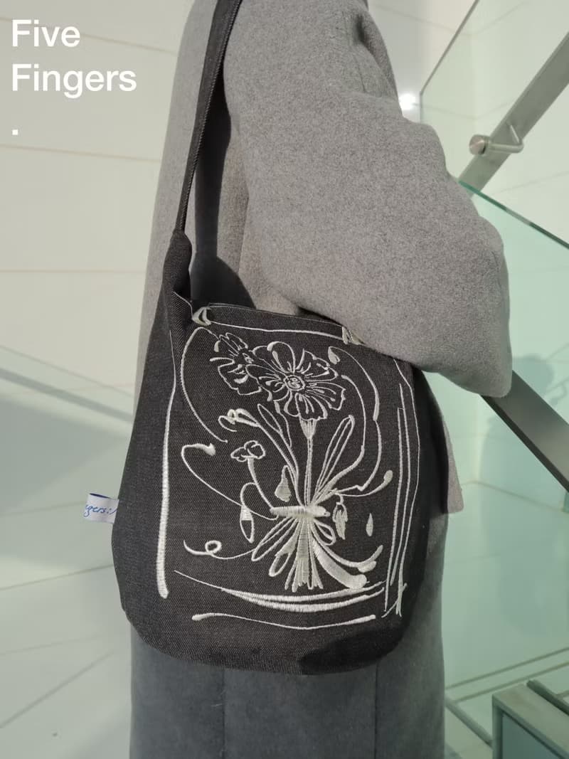打包今天 / 花束刺繡 牛仔布袋 單肩包 水桶包 子母包