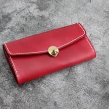 【切線派】手工真皮女士钱包 旋钮款 手拿包长款钱包 樱桃红 定制