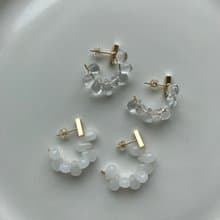C調琉璃耳環/耳夾 琉璃 上班族耳 夾式耳環 925銀針 圓耳環